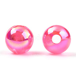 透明なアクリルビーズ  ab色メッキ  ラウンド  濃いピンク  6mm  穴：1.8mm  約4800個/500g&nbsp;LS-MACR-T046-01C-16