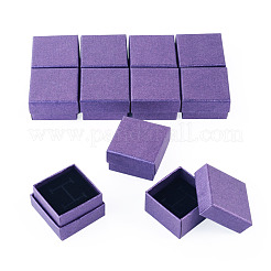 紙製梱包リングボックス12個  蓋とスポンジマット付き  正方形  青紫色  5x5x3.1cm&nbsp;CON-TA0001-42A