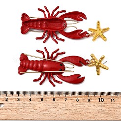 合金ダングルスタンドピアス  ザリガニ  スプレーペインティング  ゴールドカラー  82x34mm&nbsp;EJEW-D327-02G