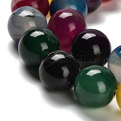 染めた天然バンド瑪瑙ビーズ連売り  ラウンド  ミックスカラー  14mm  穴：1mm  約27個/連  14.88~15.35''（37.8~39センチメートル）&nbsp;G-G175-A10-01