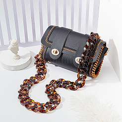 Leopard Print Pattern Acrylic Curb Chain Bag Handles&nbsp;FIND-WH0120-04A