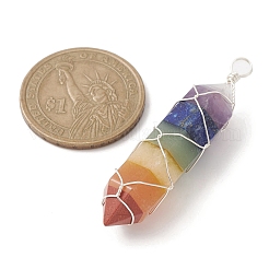 7 Chakra Gemstone Double Terminal Pointed Pendants&nbsp;PALLOY-TA00057-01