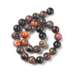 天然マルチカラー瑪瑙ビーズ連売り  染め＆加熱  ラウンド  ブラック  14mm  穴：1.5mm  約28個/連  15.31''（38.9センチメートル）&nbsp;G-A261-B06-14mm