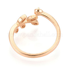 Leaf Shape Brass Micro Pave Clear Cubic Zirconia Cup Peg Ring Settings&nbsp;KK-T076-15G