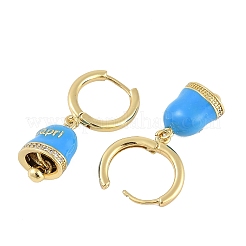 Bell Brass & Enamel Hoop Earrings for Women&nbsp;EJEW-U015-25G-F