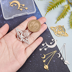 6Pcs 6 Styles 201 Stainless Steel Pendants&nbsp;STAS-UN0034-03