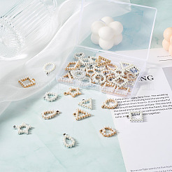 48 個 12 スタイル UV メッキアクリルパーツ  アクリル模造パール付き  リング  ミックスカラー  20.5~22.5x14~19x4.5mm  穴：2mm  4個/スタイル&nbsp;OACR-KS0001-01
