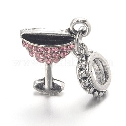 Large Hole Alloy Glass Rhinestone European Dangle Charms&nbsp;MPDL-L013-14