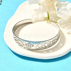 Non-Tarnish 304 Stainless Steel Cuff Bangles&nbsp;BJEW-M234-02P