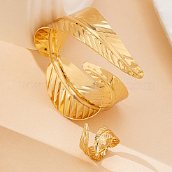 Leaf Alloy Cuff Bangle & Cuff Ring Sets&nbsp;FS-WG9A994-01