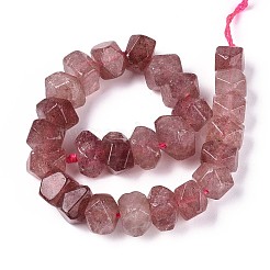 天然石ストロベリークォーツビーズ連売り  ナゲット  多面カット  7~8x10~14x10~14mm  穴：1mm  約25~28個/連  7.48~7.87''（19~20センチメートル）&nbsp;G-N327-05-26