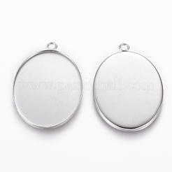 Tarnish Resistant 304 Stainless Steel Pendant Cabochon Settings&nbsp;STAS-L195-10A