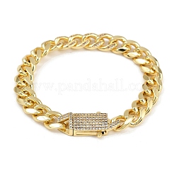 Brass Micro Pave Clear Cubic Zirconia Cuban Chain Bracelets for Women&nbsp;BJEW-F504-09G