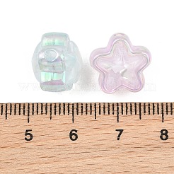 UVメッキ透明アクリルビーズ  虹色の  スター  グリッターパウダー付き  多面カット  ミックスカラー  13x13.5x11mm  穴：2mm&nbsp;AC-CBA15BB-06