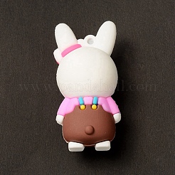 不透明樹脂動物ビッグペンダント  かわいい動物のチャーム  兎  55x25x25mm  穴：3mm&nbsp;RESI-D065-C01