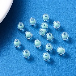 透明なアクリルビーズ  二層ビーズ  ラウンド  アクアマリン  8x7.5mm  穴：2mm  約100個/袋&nbsp;TACR-YW0001-03C