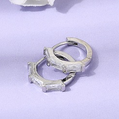 Brass Pave Cubic Zirconia Hoop Earrings&nbsp;EJEW-G471-09P-01