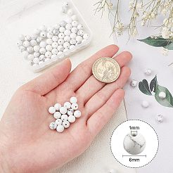 4連売り天然ハウライトビーズ連売り  ラウンド  ホワイト  4mm  穴：1mm  約41個/連  7.6インチ&nbsp;TURQ-OC0001-02A