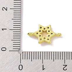 本物の 18k ゴールド メッキ 真鍮 マイクロ パヴェ キュービック ジルコニア コネクタ チャーム  カドミウムフリー＆ニッケルフリー＆鉛フリー  スターリンク  透明  15.5x9x3mm  穴：1.3mm&nbsp;KK-L209-047G-02