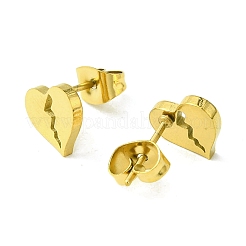 感謝祭テーマ 304 ステンレススチール スタッド イヤリング  ハート  10x8mm&nbsp;EJEW-B041-01G-04