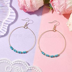 合成ターコイズダングルピアス  女性用304ステンレススチールイヤリング  79x54.5mm&nbsp;EJEW-JE05809