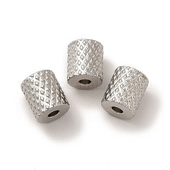 変色しない201ステンレススチールビーズ  コラム  ステンレス鋼色  7x6mm  穴：1.5mm&nbsp;STAS-M089-10P