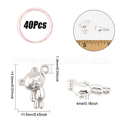 ラックメッキ合金チャーム40個  カドミウムフリー＆鉛フリー  クマ  銀  14.5x11.5x4mm  穴：1.4mm&nbsp;PALLOY-CA0002-40S