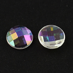 台湾アクリルラインストーンカボション  フラットバックと多面カット  半円/ドーム  カラフル  8x2.5mm&nbsp;ACRT-M005-8mm-15