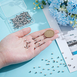 201ステンレススチールビーズ250個  キューブ  ステンレス鋼色  3x3x3mm  穴：2mm&nbsp;STAS-ME0002-50