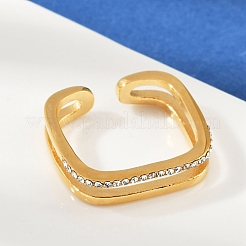 304 Stainless Steel Micro Pave Cubic Zirconia Cuff Rings&nbsp;RJEW-P153-02G