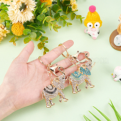 2Pcs 2 Colors Cute Elephant Enamel Rhinestones Pendant Keychain&nbsp;KEYC-WR0001-39