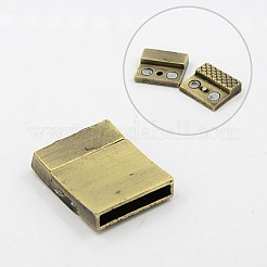 端が接着された真鍮のマグネットクラスプ  ニッケルフリー  長方形  アンティークブロンズ  26x21x5mm  穴：3x18mm&nbsp;KK-K005-AB-NF