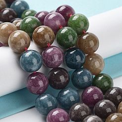 天然の天然翡翠ビーズ連売りを染めた  ラウンド  カラフル  10mm  穴：1.2mm  約18~19個/連  7.09~7.48インチ（18~19cm）&nbsp;G-G021-01C-02