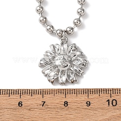 Brass Flower Pendant Ball Chain Necklaces&nbsp;NJEW-D348-01P