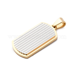 304ステンレスペンダント  イオンプレーティング（ip）  長方形チャーム  ゴールデン·ステンレス鋼色  37x20x3.5mm  穴：7x4.5mm&nbsp;STAS-U043-10G