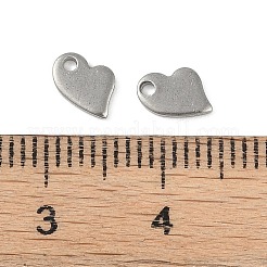 変色しない201ステンレススチールチャーム  ハートチャーム  ステンレス鋼色  6x5x1mm  穴：0.9mm&nbsp;STAS-C108-47P