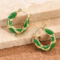304 Stainless Steel Enamel Hoop Earrings&nbsp;EJEW-Z079-01G-01