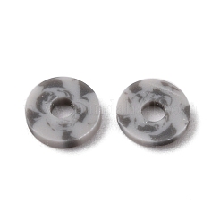 手作りのツートンカラーのポリマークレイビーズ  ヒシビーズ  ディスク/フラットラウンド  濃いグレー  6x0.5mm  穴：1.8mm  約22000~25000個/1000g&nbsp;CLAY-N008-B010-168