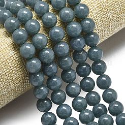 天然石マレーシアジェイドビーズ連売り  染め＆加熱  ラウンド  スレートグレイ  10mm  穴：1.2mm  約39個/連  14.96インチ（38cm）&nbsp;G-L645-C01-10mm-09