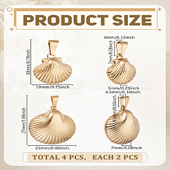 4個2スタイル304ステンレススチールペンダント  シェル  ゴールドカラー  20~27x19~25x5~7mm  穴：3~7.5mm  2個/スタイル&nbsp;STAS-LP0004-73