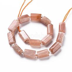 天然石サンストーンビーズ連売り  多面カット  コラム  8~11x6~8x5~7mm  穴：1mm  約15~17個/連  7.28~7.48インチ&nbsp;G-S345-8x11-011