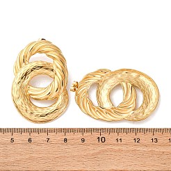 304ステンレススチールのテクスチャードオーバルスタッドピアス  ゴールドカラー  48x32.5mm&nbsp;EJEW-C149-02G