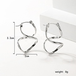 Non-Tarnish 201 Stainless Steel Twisted Number 8 Shaped Hoop Earrings&nbsp;ZG7415-2