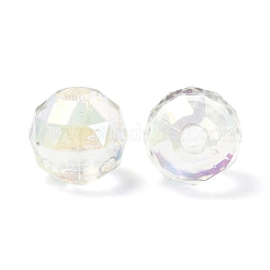 ツートン UV メッキ レインボー虹色アクリル ビーズ  多面カット  ラウンド  透明  15x15.5mm  穴：3.8mm&nbsp;TACR-D010-06H