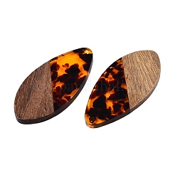 Transparent Resin and Walnut Wood Pendants&nbsp;RESI-T057-05D