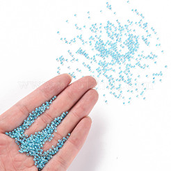 11/0 FGBグレードA透明ガラスシードビーズ  内側の色  ABカラーメッキ  空色  2.3x1.5mm  穴：1mm  約5380/50g&nbsp;X-SEED-N001-E-314