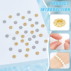 160色合金スペーサービーズ2個  長持ちメッキ  花  プラチナと本物の18k金メッキ  4.8x1.5mm  穴：1.2mm  80個/カラー&nbsp;FIND-BC0004-91