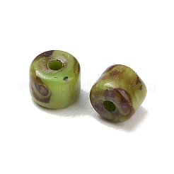 ピカソガラスシリンダーシードビーズ  丸い穴  黄緑  4~4.5x3.5~4mm  穴：1mm  約480個/袋&nbsp;GLAA-C044-01A