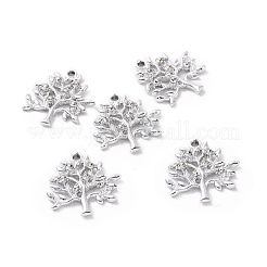 合金クリスタルラインストーンペンダント  木のチャーム  プラチナ  20.5x19x3.2mm  穴：1.8mm&nbsp;ALRI-H004-45P