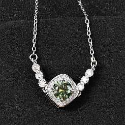 女性用スターリングシルバー リンク ブレスレット 925 本  菱形  モアッサナイトラインストーン付き  プラチナメッキ  6-7/8インチ（17.6cm）&nbsp;BJEW-D346-01A-P